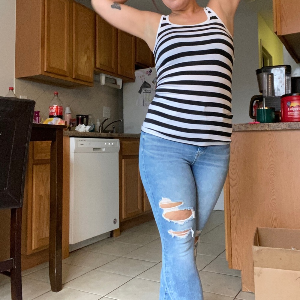 Black and white stripped everyday tank - MERONA TANK - size xs